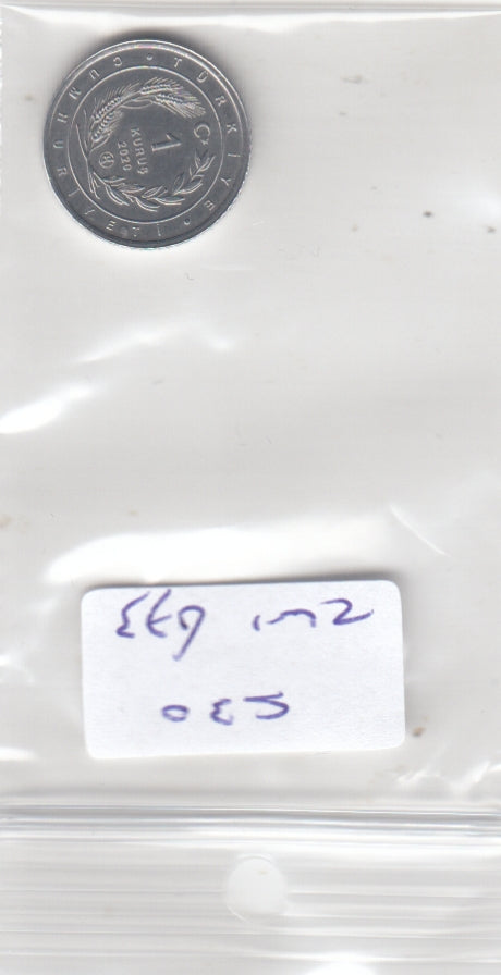 S30-ZWI-0673-M18 Turkey 1 Kurus UNC 2020 KM1464  Kestrel