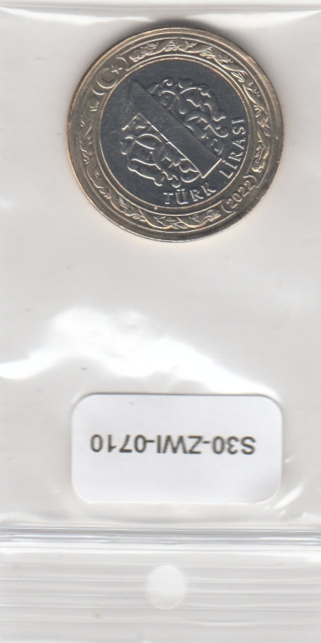 S30-ZWI-0710 Turkey 1 Lira UNC 2022 KM1244