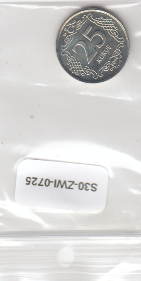 S30-ZWI-0725 Turkey 25 Kurus  UNC 2009 KM1242