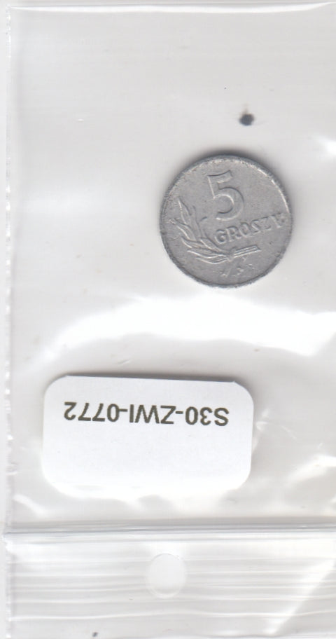 S30-ZWI-0772 Poland 5 Groszy VF 1960 YA46