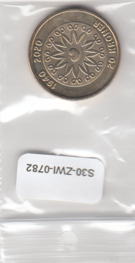 S30-ZWI-0782 Denmark 20 Kroner UNC 2020 KM968  Queen Margrethe II's 80th birthday