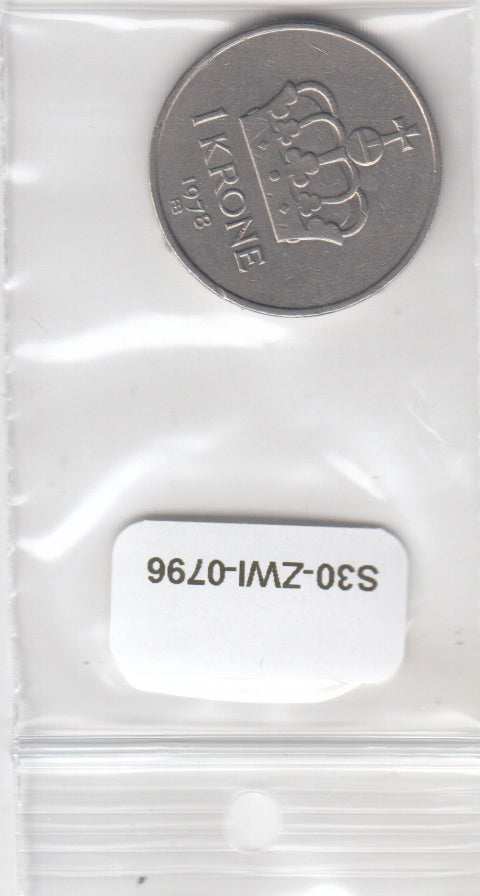 S30-ZWI-0796 Sweden 1 Krona VF 1978 KM852