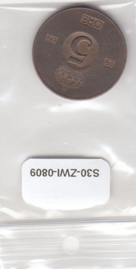 S30-ZWI-0809 Sweden 5 Ore VF 1965 KM822