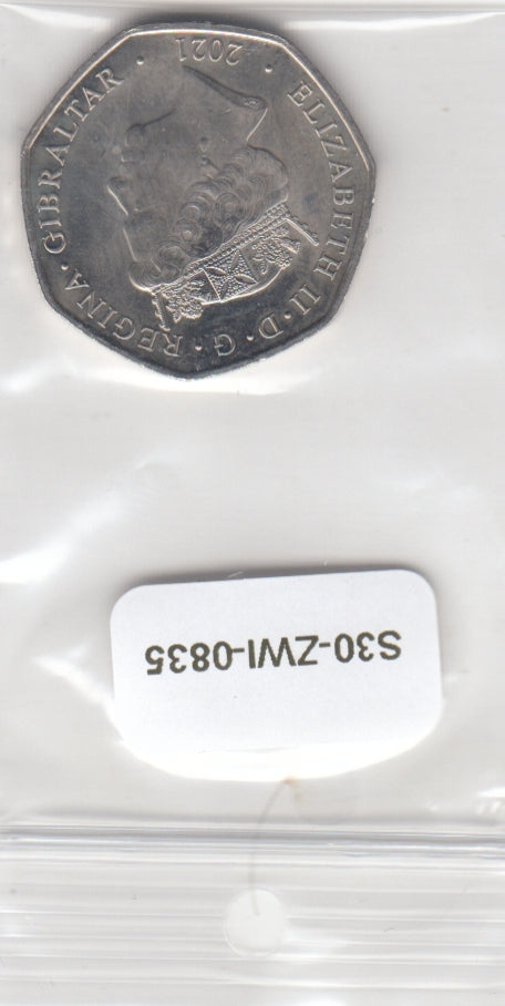 S30-ZWI-0835 Gibraltar 50 Pence UNC 2021 KM411  Christmas