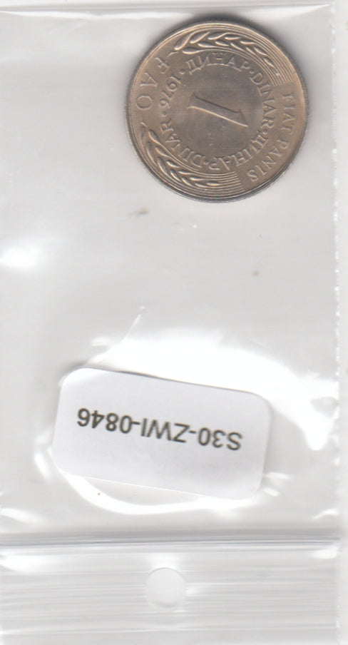 S30-ZWI-0846 Yugoslavia 1 Dinar AU 1976 KM59
