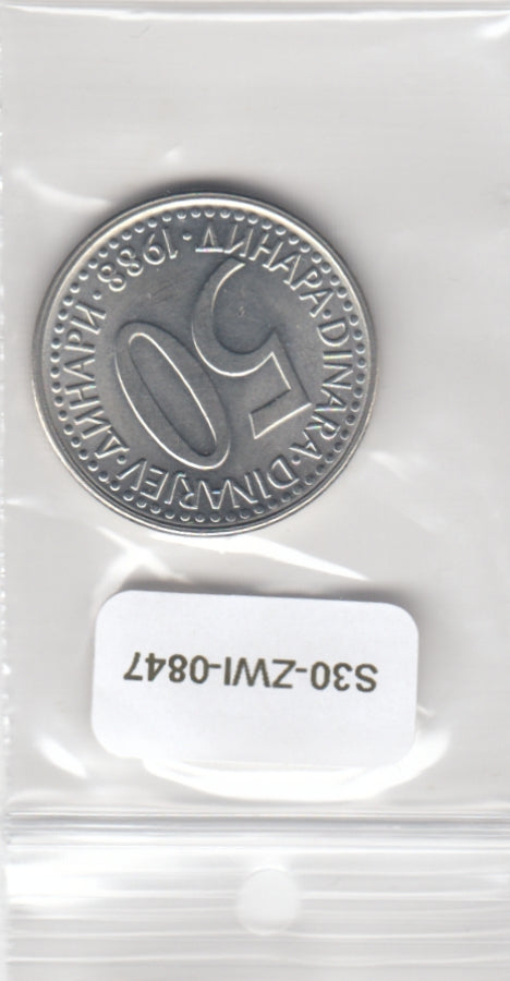 S30-ZWI-0847 Yugoslavia 50 Dinars UNC 1988 KM113