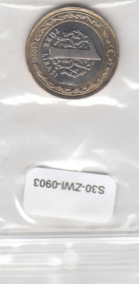 S30-ZWI-0903 Turkey 1 Lira UNC 2009 KM1244