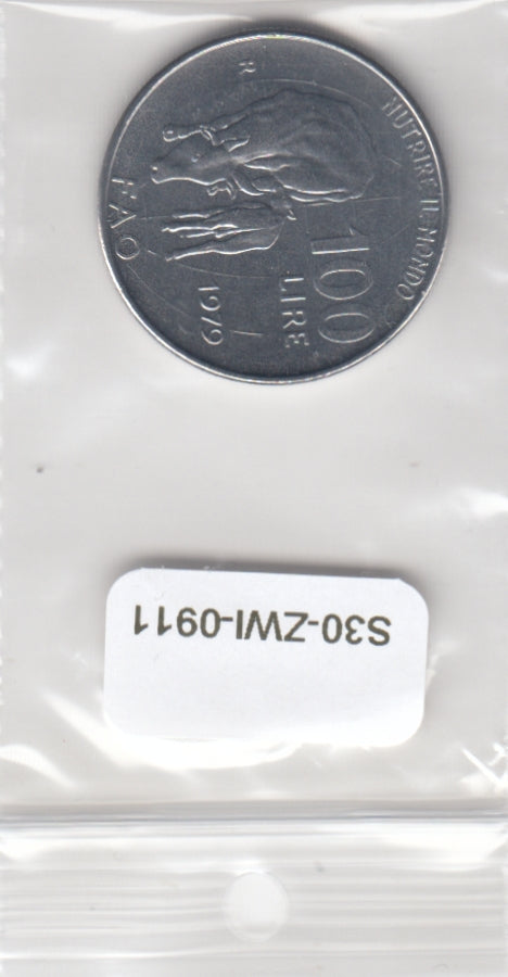 S30-ZWI-0911 Italy 100 Lire XF 1979 KM106  FAO