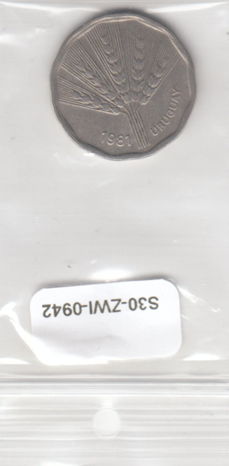 S30-ZWI-0942 Uruguay 2 Pesos VF 1981 KM77