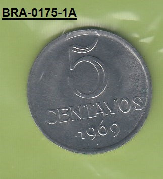 S4-BRA-0175-01 Brazil 5 centavos 1969  UNC KM 577.2