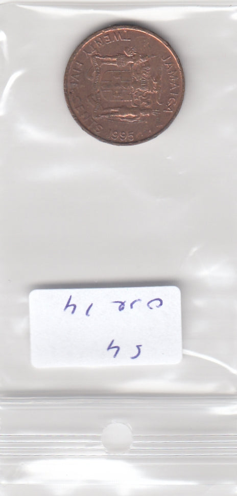 S4-OVE-0014 Jamaica 25 cents 1995  VF+ KM167