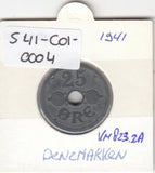 S41-C01-0004 Denmark 25 Ore VF 1941 KM#823.2a