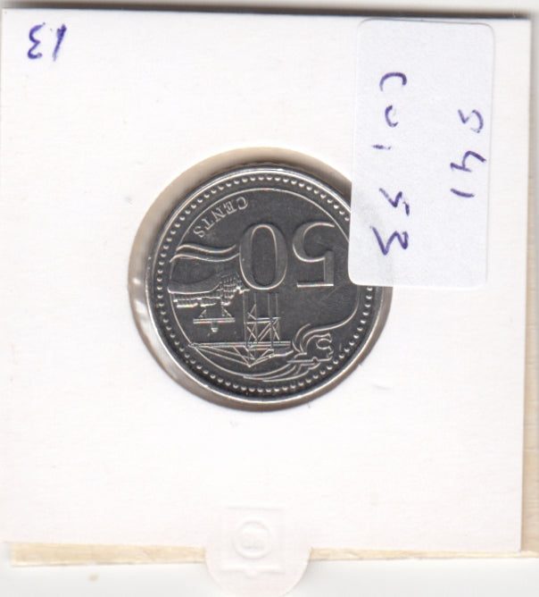 S41-C01-0053 Singapore 50 Cents UNC 2015 KM#348