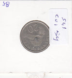 S41-C01-0059 Singapore 20 Cents VF 1985 KM#52