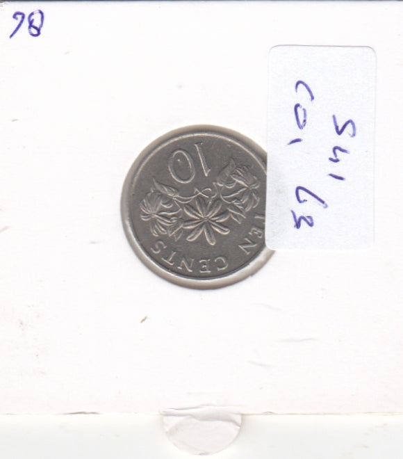 S41-C01-0063 Singapore 10 Cents VF 1986 KM#51