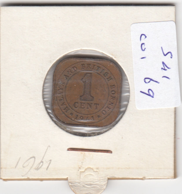 S41-C01-0069 Malaya and British Borneo 1 Cent VF 1961 KM#5