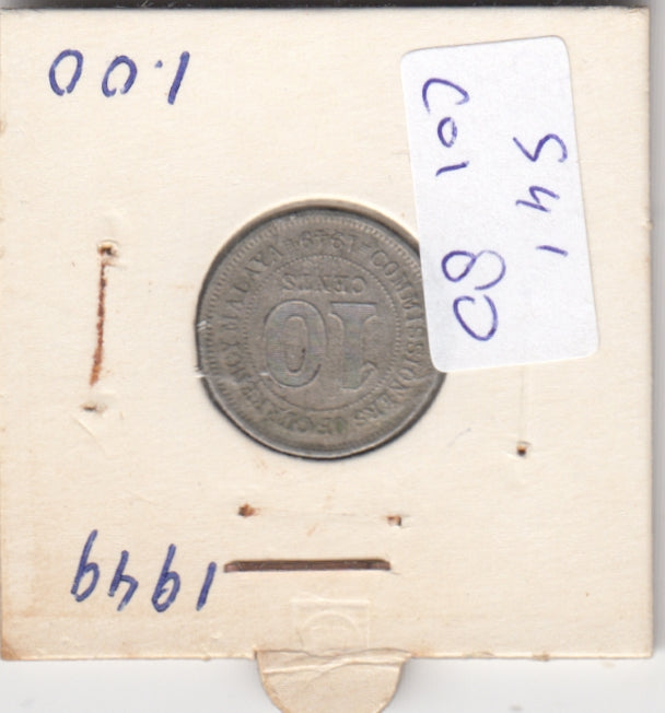 S41-C01-0080 Malaya 10 Cents VF 1949 KM#8