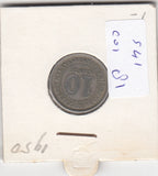 S41-C01-0081 Malaya 10 Cents VF+ 1950 KM#8