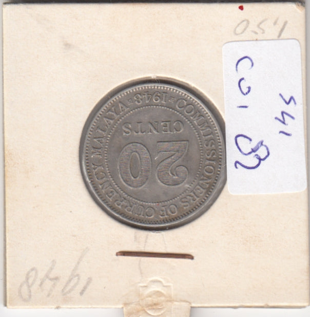 S41-C01-0082 Malaya 20 Cents XF 1948 KM#9