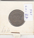 S41-C01-0087 Malaysia 20 Sen VF+ 1969 KM#4