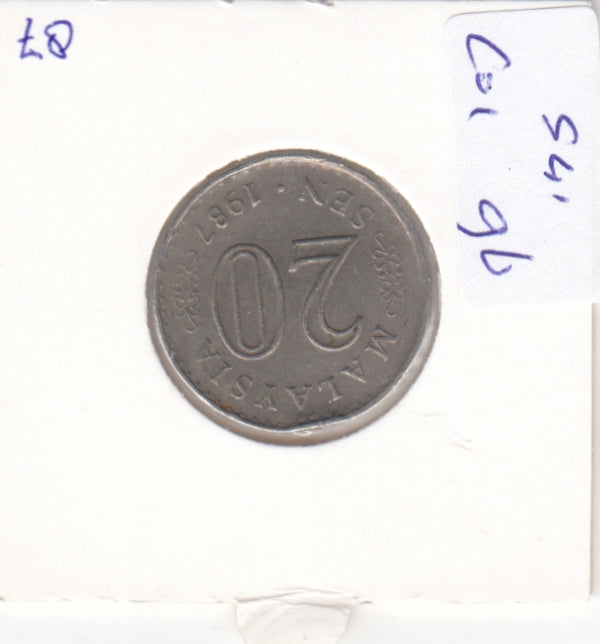S41-C01-0096 Malaysia 20 Sen VF 1987 KM#4