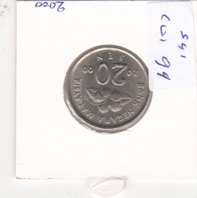 S41-C01-0099 Malaysia 20 Sen XF 2000 KM#52