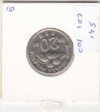 S41-C01-0100 Malaysia 20 Sen XF 2001 KM#52