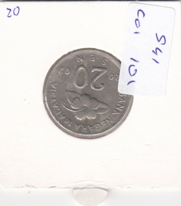 S41-C01-0101 Malaysia 20 Sen VF 2002 KM#52