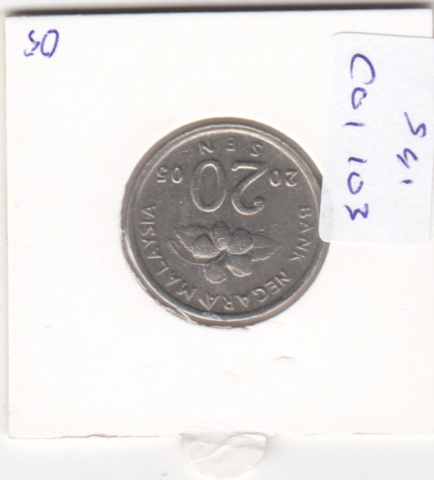 S41-C01-0103 Malaysia 20 Sen XF 2005 KM#52
