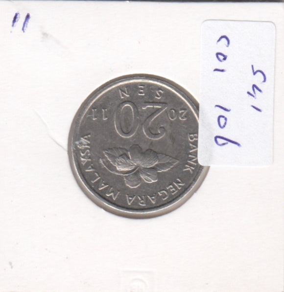S41-C01-0106 Malaysia 20 Sen AU 2011 KM#52