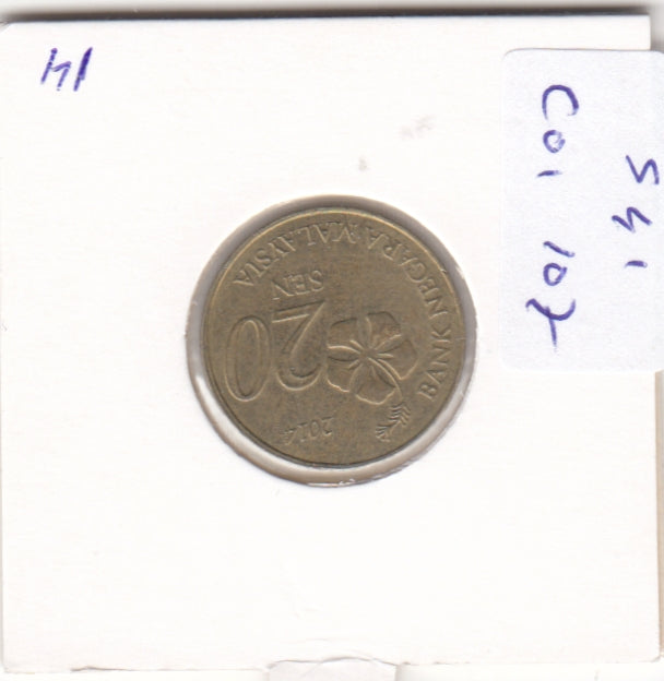 S41-C01-0107 Malaysia 20 Sen VF/XF 2012 KM#203