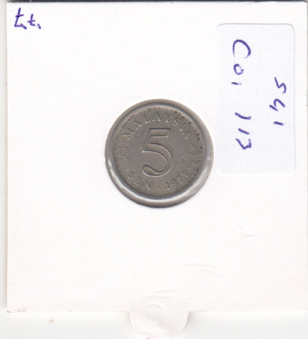 S41-C01-0113 Malaysia 5 Sen VF 1977 KM#2