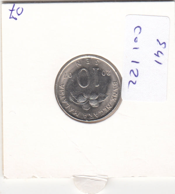 S41-C01-0122 Malaysia 10 Sen AU 2007 KM#51