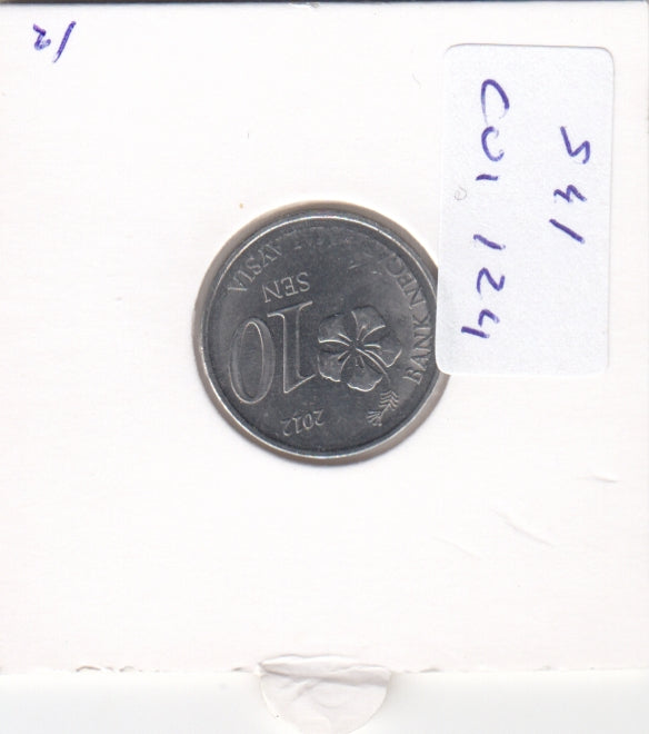 S41-C01-0124 Malaysia 10 Sen XF 2012 KM#202