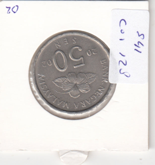 S41-C01-0128 Malaysia 50 Sen XF 2002 KM#53