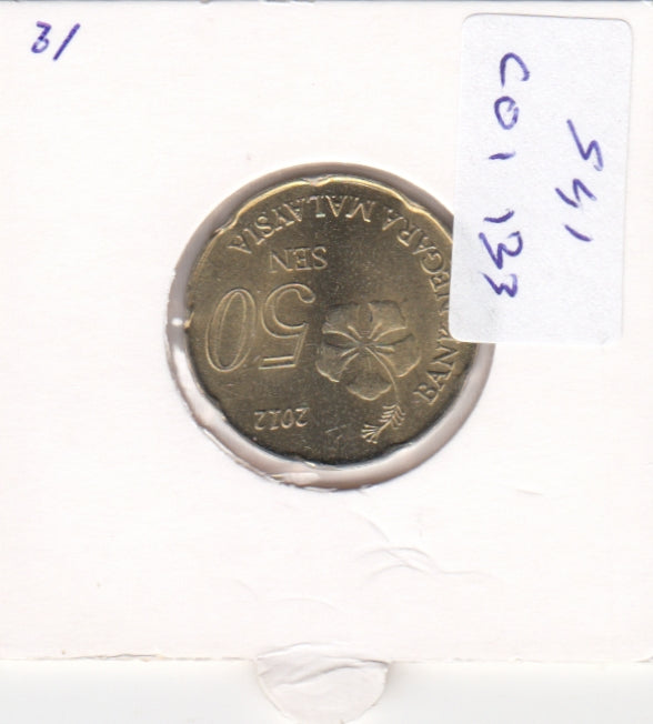 S41-C01-0133 Malaysia 50 Sen XF 2012 KM#204