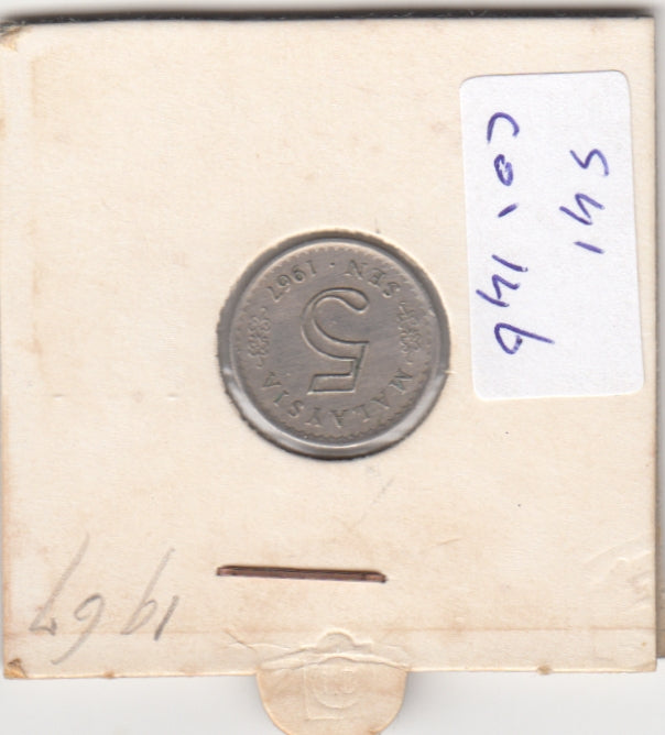 S41-C01-0146 Malaysia 5 Sen VF 1967 KM#2