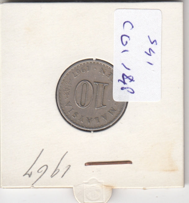 S41-C01-0148 Malaysia 10 Sen VF 1967 KM#3