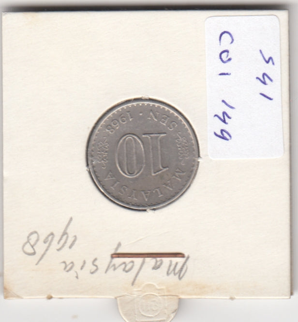 S41-C01-0149 Malaysia 10 Sen VF 1968 KM#3