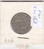 S41-C01-0168 Malaya & British Borneo 20 Cents VF 1954 KM#3