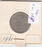 S41-C01-0169 Malaya & British Borneo 20 Cents XF 1961 KM#3