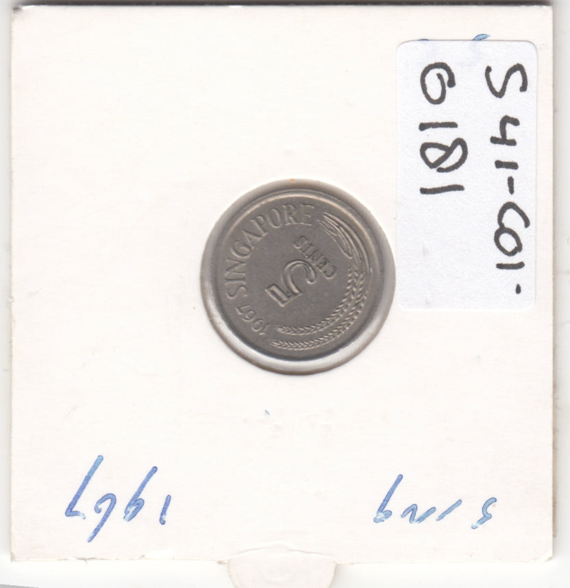 S41-C01-0181 Singapore 5 Cents VF 1967 KM#2