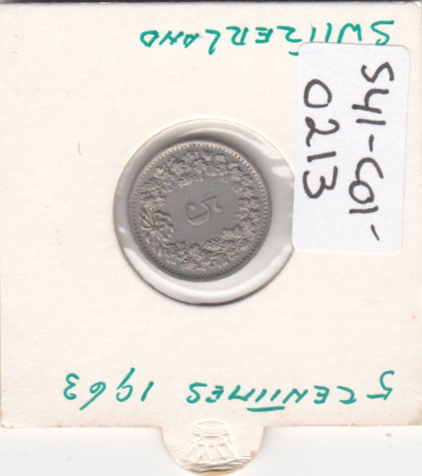 S41-C01-0213 Switzerland 5 Rappen XF 1963 Bern (B) Libertas head; oak wreath reverse KM#26