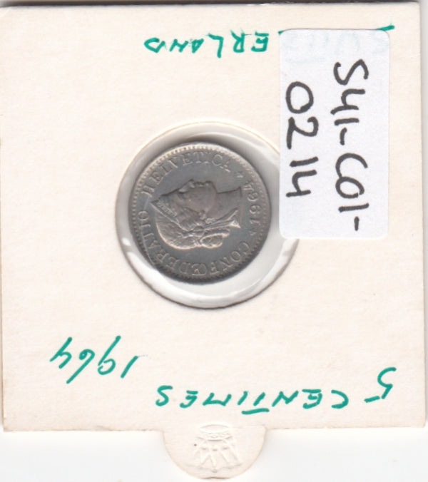 S41-C01-0214 Switzerland 5 Rappen XF 1964 Bern (B) Libertas head; oak wreath reverse KM#26