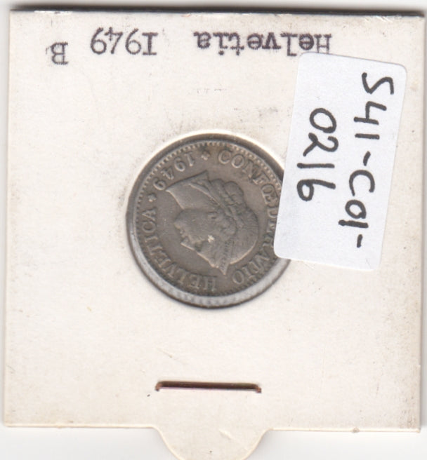 S41-C01-0216 Switzerland 10 Rappen VF 1949 Bern (B) Libertas head; oak wreath reverse KM#27
