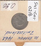 S41-C01-0218 Switzerland 10 Rappen VF 1962 Bern (B) Libertas head; oak wreath reverse KM#27