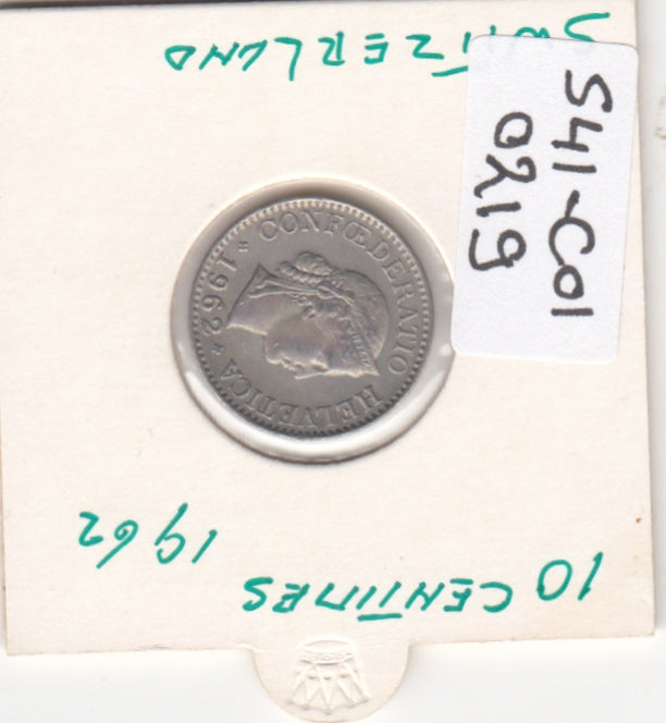 S41-C01-0219 Switzerland 10 Rappen VF 1962 Bern (B) Libertas head; oak wreath reverse KM#27