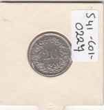 S41-C01-0227 Switzerland 20 Rappen XF 1965 Bern (B) Libertas head; copper-nickel type KM#29a