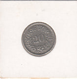S41-C01-0228 Switzerland 20 Rappen VF 1947 Bern (B) Libertas head; copper-nickel type; holder note: dot over 4 in date KM#29a