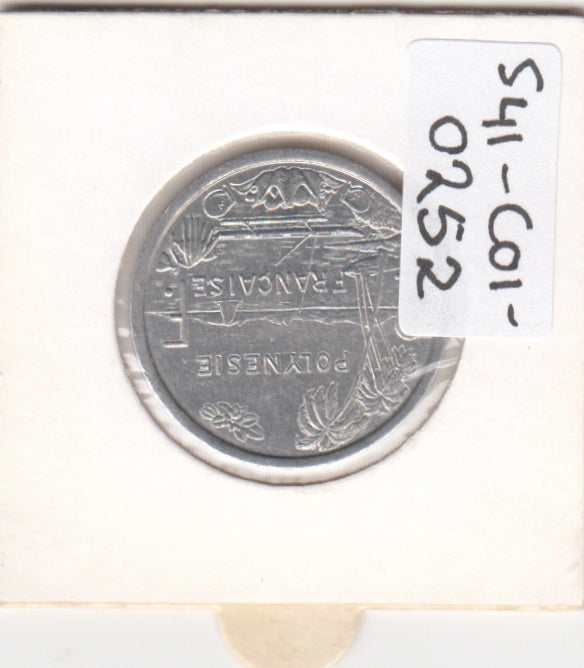 S41-C01-0252 French Polynesia 2 Francs UNC 1985  Seated Marianne; outrigger and islands; with I.E.O.M. KM#10